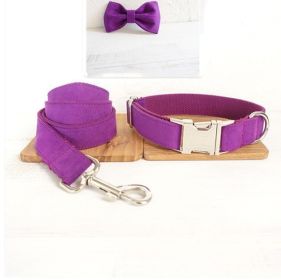 Pet bow tie Solid dog collar bow accessories (Option: Purple Cset-S)