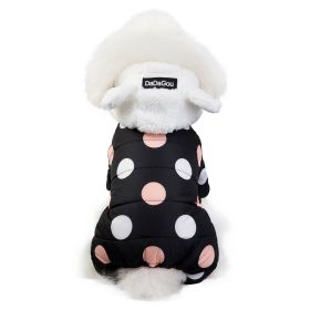 Warm big polka dot four-leg cotton coat (Option: Black-S)