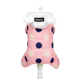 Warm big polka dot four-leg cotton coat (Option: Pink-L)