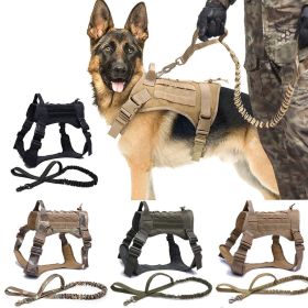 Tactical Dog Harness Pet Training Vest Dog Harness And Leash Set For Large Dogs German Shepherd K9 Padded Quick Release Harness (Color: Black Harness, Size: XL)