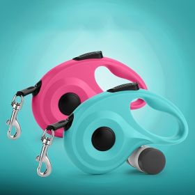 Pet Leash For Dog & Cat; Retractable Dog Leash For Outdoor Walking Travel With Dog Poop Bag (Color: Rose Red, Size: one-size)
