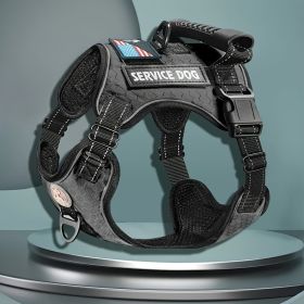 Pet Harness And Leash Set For Dog & Cat; Adjustable No Pull Service Dog Vest Harness For Walking (Color: Black, Size: S)