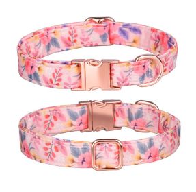 Sunflower pet collar cotton breathable dog collar pet supplies wholesale (Colour: Floral blue, Size: M width 2.0 adjustment 31-50CM)