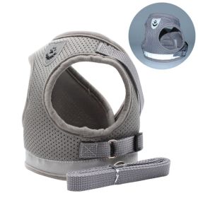 dog Harnesses and dog leash set; Pet Chest Strap Vest Dog Towing Rope Reflective Breathable Dog Rope Pet Supplies Wholesale (Specification (L * W): XL, Colour: silver grey)