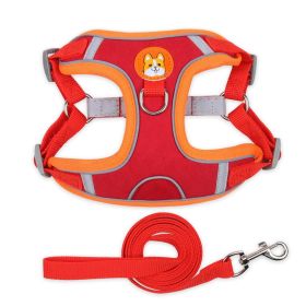 dog Harnesses and dog leash set; Pet Chest Strap Vest Dog Strap Small Dog Rope Wholesale Reflective Dog Towing Rope (Specification (L * W): XL, Colour: Red)