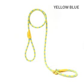 Dog Rope Pet Pulling Rope Puppy Strap Traction Rope Heavy Duty Belt Large Dog Leash Dog Collar Strap Dog Training Pet Harness Hands-Free Leash For Sma (Color: Yellow Blue, Size: 1.5x0.8)