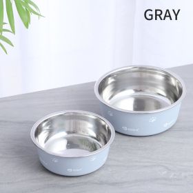 Dog Bowl Cat Bowl For Food And Water, Stainless Steel Pet Feeding Bowl, Durable Non-Skid Insulated Heavy Duty With Rubber Bottom For Medium Large Dogs (Color: Gray, Size: L)