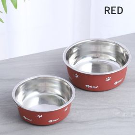 Dog Bowl Cat Bowl For Food And Water, Stainless Steel Pet Feeding Bowl, Durable Non-Skid Insulated Heavy Duty With Rubber Bottom For Medium Large Dogs (Color: Red, Size: L)