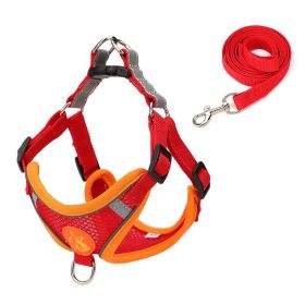 Small Dog Harness Puppy Harness and Leash Set with Reflective Strip for Small Dog Breeds (Color: Red, Size: XL)