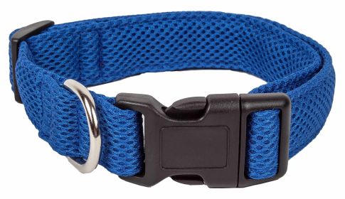 Pet Life 'Aero Mesh' 360 Degree Dual Sided Comfortable And Breathable Adjustable Mesh Dog Collar (Color: Blue, Size: medium)