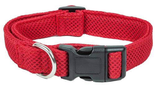 Pet Life 'Aero Mesh' 360 Degree Dual Sided Comfortable And Breathable Adjustable Mesh Dog Collar (Color: Red, Size: large)