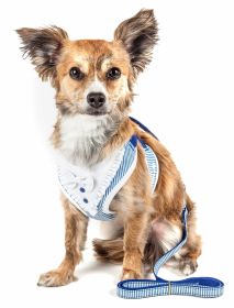 Pet Life Luxe 'Spawling' 2-In-1 Mesh Reversed Adjustable Dog Harness-Leash W/ Fashion Bowtie (Color: Blue, Size: X-Small)