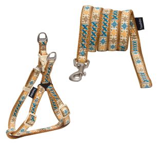 Touchdog 'Caliber' Designer Embroidered Fashion Pet Dog Leash And Harness Combination (Color: Brown Pattern, Size: large)