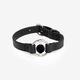 Luxury Spill-Proof Dog Collar Embedded with Healing Crystal (Color: Black, Size: large)
