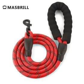 MASBRILL Dog Harness No Pull Nylon Adjustable Reflective Dog Vest Harness 2 Metal Leash Hooks Easy Control Handle Walking (Color: Red  Leash, Size: XL)