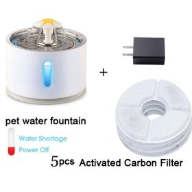2.4L Automatic Cat Water Fountain Water level Window LED Electric Mute Water Feeder Dog Pet Drinker Bowl Pet Drinking Dispenser (Color: Fountain 5pcs filter, Size: EU)