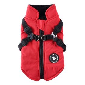 Chest Strap Jacket Cotton-padded Coat (Option: DZ229 Red-L)